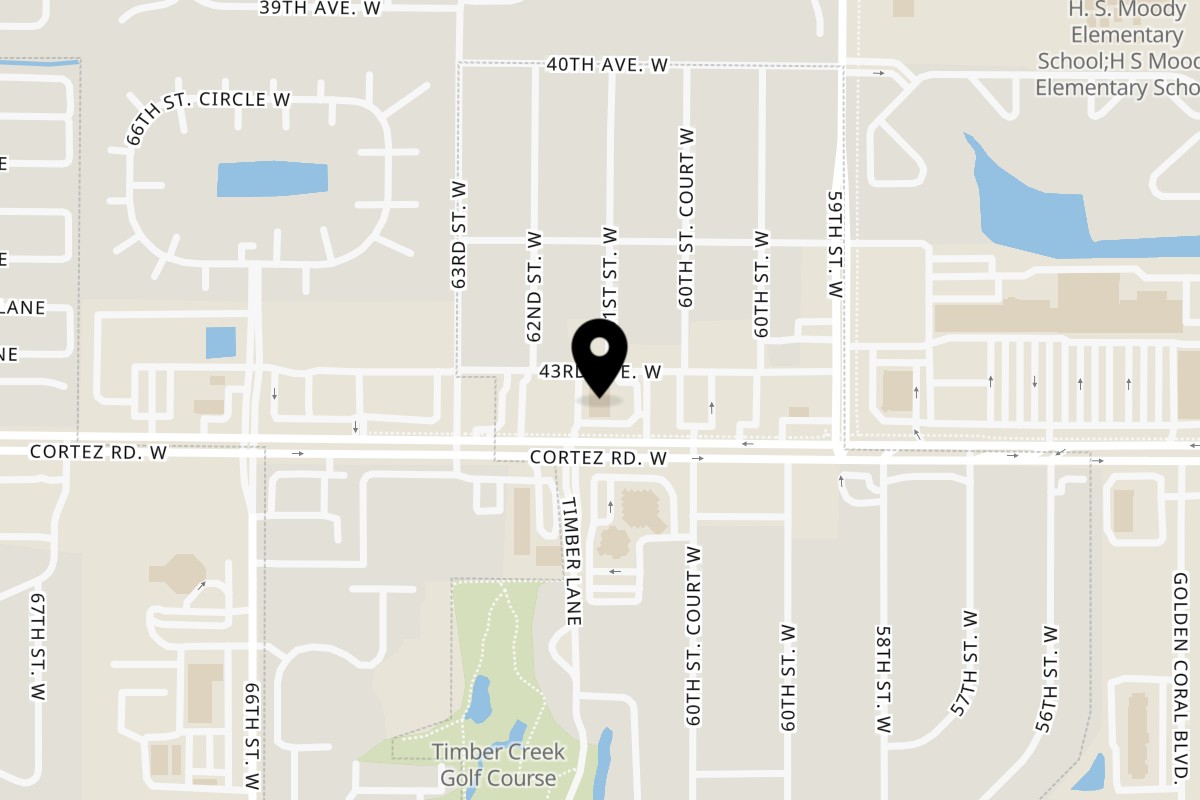 Map showing the location of RJ Gator's of Bradenton on 6100 Cortez Rd W in Bradenton